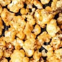 A close-up view of the cooked cauliflower.