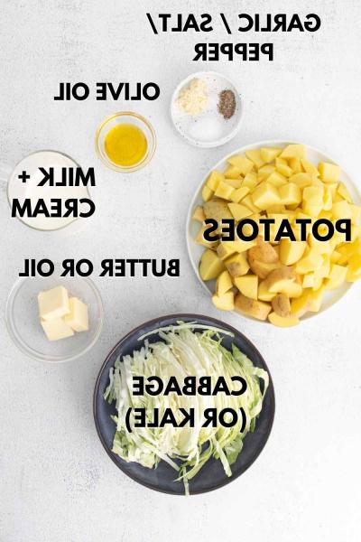Ingredients for colcannon potatoes
