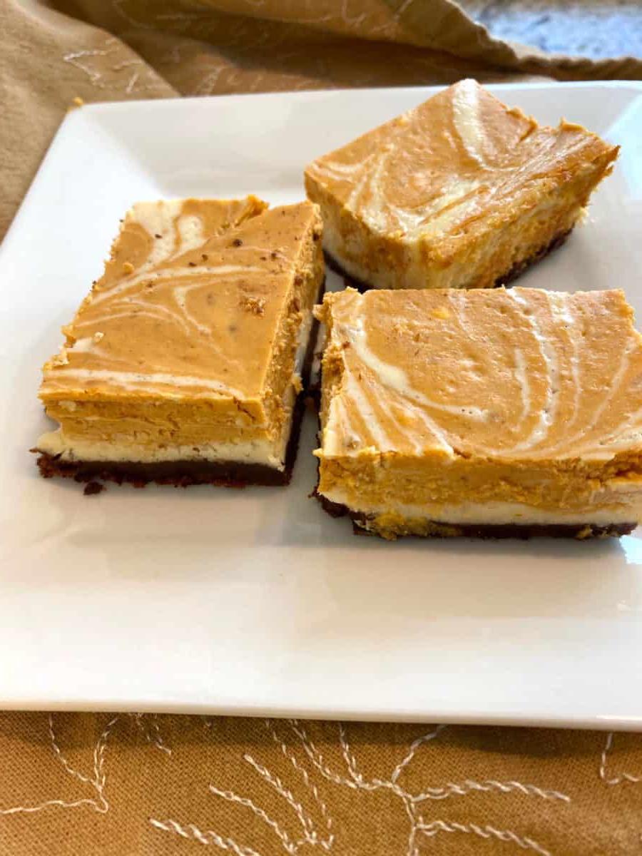Pumpkin bars on a plate